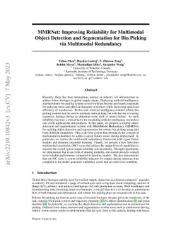 MMRNet: Improving Reliability for Multimodal Object Detection and
  Segmentation for Bin Picking via Multimodal Redundancy