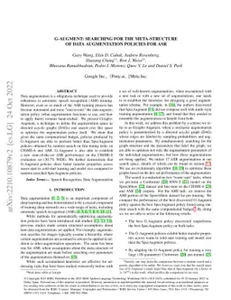 G-Augment: Searching for the Meta-Structure of Data Augmentation
  Policies for ASR