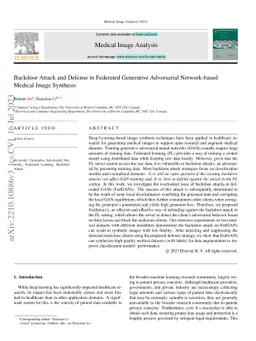 Backdoor Attack and Defense in Federated Generative Adversarial
  Network-based Medical Image Synthesis