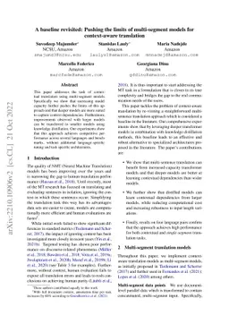 A baseline revisited: Pushing the limits of multi-segment models for
  context-aware translation
