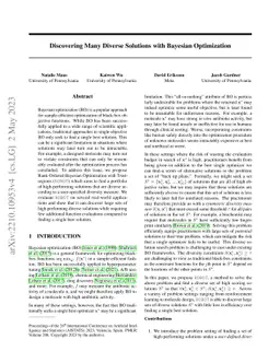 Discovering Many Diverse Solutions with Bayesian Optimization