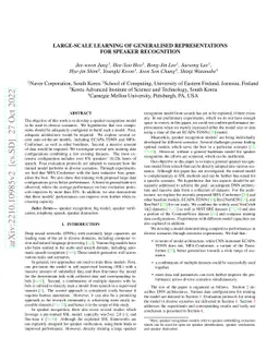 Large-scale learning of generalised representations for speaker
  recognition