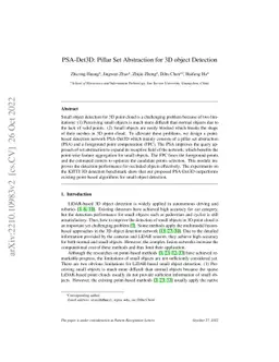 PSA-Det3D: Pillar Set Abstraction for 3D object Detection