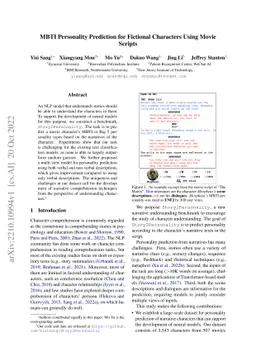 MBTI Personality Prediction for Fictional Characters Using Movie Scripts