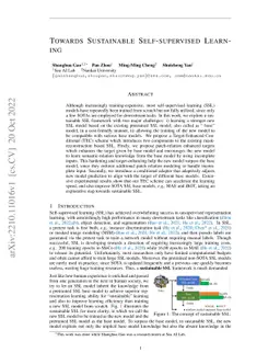 Towards Sustainable Self-supervised Learning