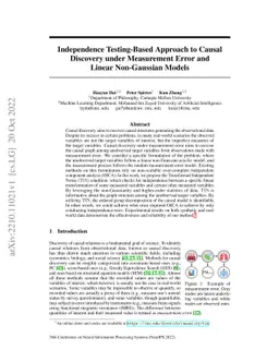Independence Testing-Based Approach to Causal Discovery under
  Measurement Error and Linear Non-Gaussian Models