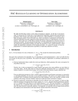 PAC-Bayesian Learning of Optimization Algorithms