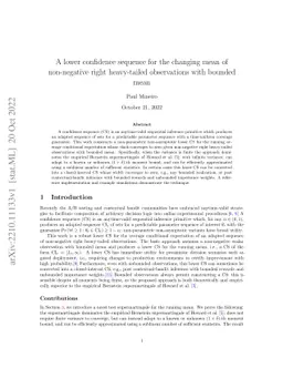 A lower confidence sequence for the changing mean of non-negative right
  heavy-tailed observations with bounded mean