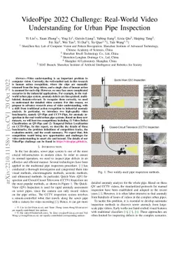 VideoPipe 2022 Challenge: Real-World Video Understanding for Urban Pipe
  Inspection