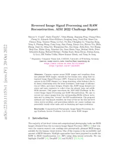 Reversed Image Signal Processing and RAW Reconstruction. AIM 2022
  Challenge Report