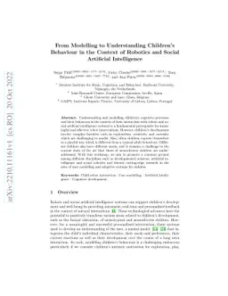 From Modelling to Understanding Children's Behaviour in the Context of
  Robotics and Social Artificial Intelligence