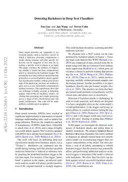 Detecting Backdoors in Deep Text Classifiers