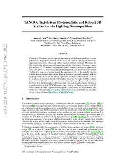 TANGO: Text-driven Photorealistic and Robust 3D Stylization via Lighting
  Decomposition