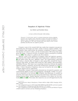 Snapshot of Algebraic Vision