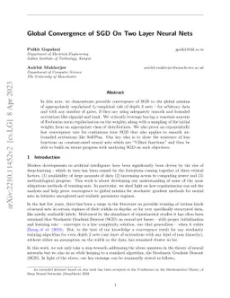 Global Convergence of SGD On Two Layer Neural Nets