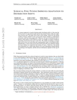 Surgical Fine-Tuning Improves Adaptation to Distribution Shifts