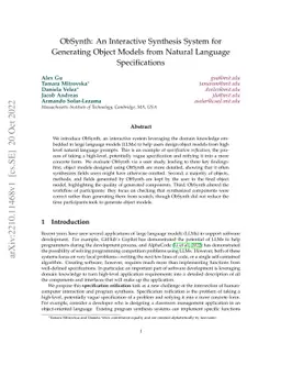 ObSynth: An Interactive Synthesis System for Generating Object Models
  from Natural Language Specifications