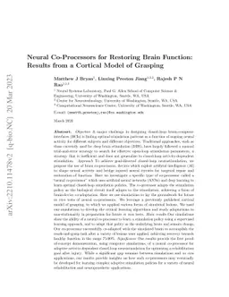 Neural Co-Processors for Restoring Brain Function: Results from a
  Cortical Model of Grasping
