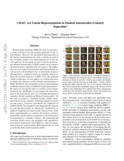 i-MAE: Are Latent Representations in Masked Autoencoders Linearly
  Separable?