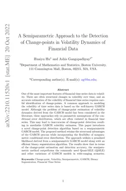 A Semiparametric Approach to the Detection of Change-points in
  Volatility Dynamics of Financial Data