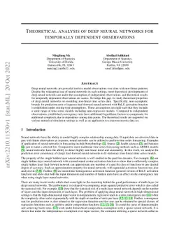 Theoretical analysis of deep neural networks for temporally dependent
  observations