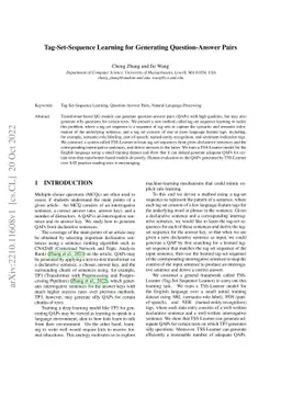 Tag-Set-Sequence Learning for Generating Question-Answer Pairs