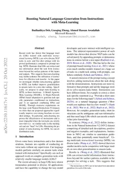 Boosting Natural Language Generation from Instructions with
  Meta-Learning