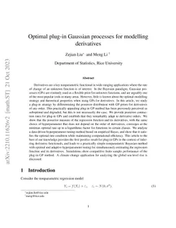 Optimal plug-in Gaussian processes for modelling derivatives