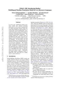 SMaLL-100: Introducing Shallow Multilingual Machine Translation Model
  for Low-Resource Languages