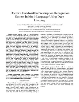 Doctors Handwritten Prescription Recognition System In Multi Language
  Using Deep Learning