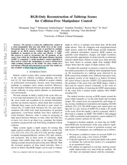 RGB-Only Reconstruction of Tabletop Scenes for Collision-Free
  Manipulator Control