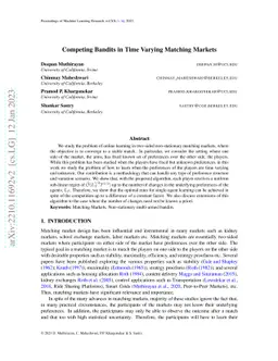 Competing Bandits in Time Varying Matching Markets