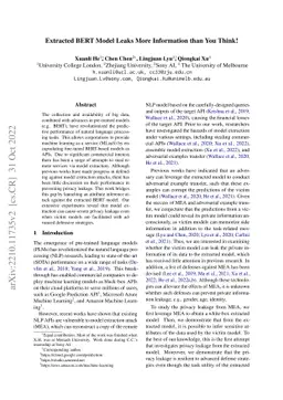 Extracted BERT Model Leaks More Information than You Think!