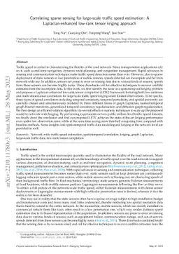 Correlating sparse sensing for large-scale traffic speed estimation: A
  Laplacian-enhanced low-rank tensor kriging approach