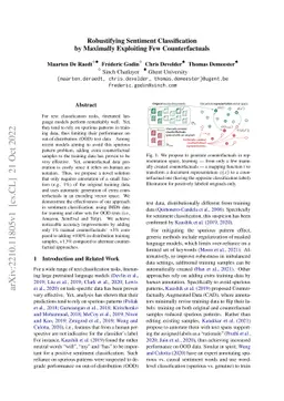 Robustifying Sentiment Classification by Maximally Exploiting Few
  Counterfactuals
