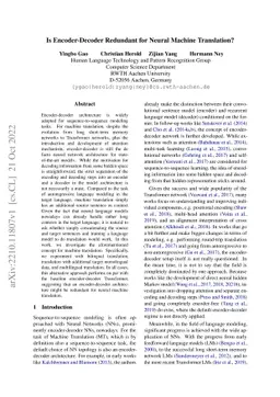 Is Encoder-Decoder Redundant for Neural Machine Translation?