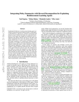Integrating Policy Summaries with Reward Decomposition for Explaining
  Reinforcement Learning Agents