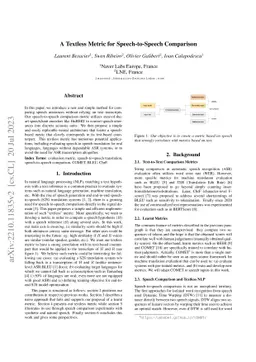 A Textless Metric for Speech-to-Speech Comparison