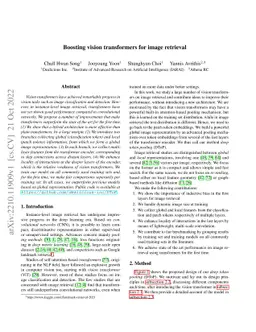 Boosting vision transformers for image retrieval
