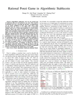 Rational Ponzi Games in Algorithmic Stablecoin