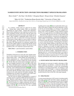 Named Entity Detection and Injection for Direct Speech Translation