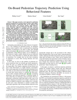 On-Board Pedestrian Trajectory Prediction Using Behavioral Features