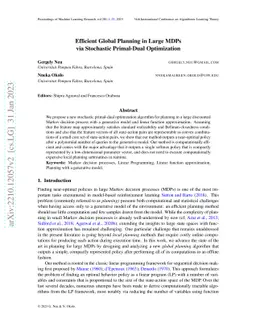 Efficient Global Planning in Large MDPs via Stochastic Primal-Dual
  Optimization