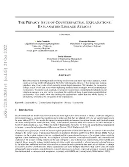 The privacy issue of counterfactual explanations: explanation linkage
  attacks