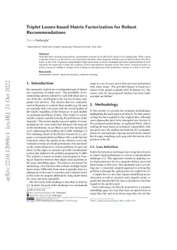 Triplet Losses-based Matrix Factorization for Robust Recommendations