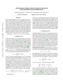 Adversarial Permutation Invariant Training for Universal Sound
  Separation