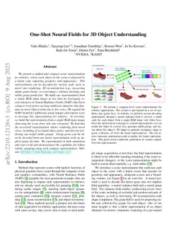One-Shot Neural Fields for 3D Object Understanding