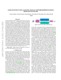 Audio-to-Intent Using Acoustic-Textual Subword Representations from
  End-to-End ASR
