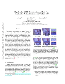 High-Quality RGB-D Reconstruction via Multi-View Uncalibrated
  Photometric Stereo and Gradient-SDF