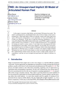 FIND: An Unsupervised Implicit 3D Model of Articulated Human Feet
